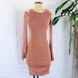 Express Cutout Shoulder Dress in Dusty Coral Pink